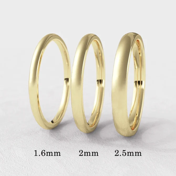 D Shape Plain 18k Yellow Gold Ladies Wedding Ring WR4021