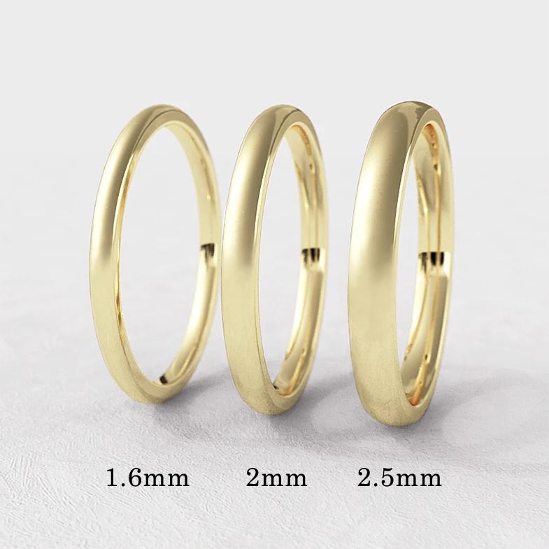 D Shape Plain 18k Yellow Gold Ladies Wedding Ring WR4021