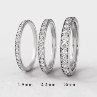 Pave set diamond wedding rings with lab grown or natural diamonds in platinum