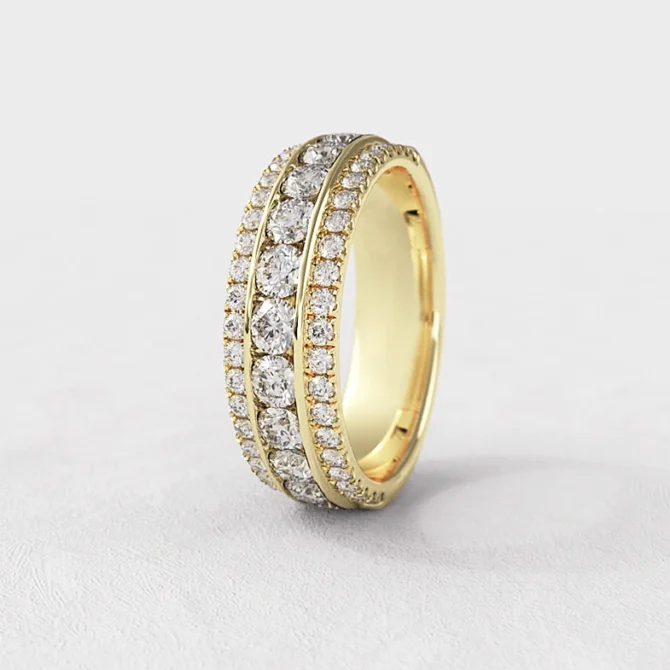 3 row diamond ladies ring yellow gold sb5222