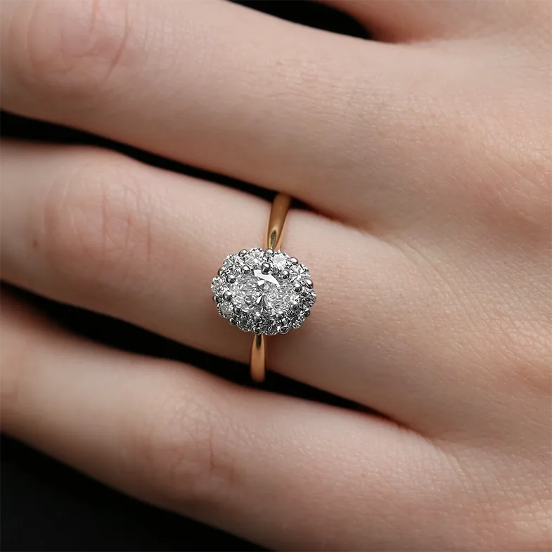 Oval Cluster Engagement Ring VR1114 Made In Ireland