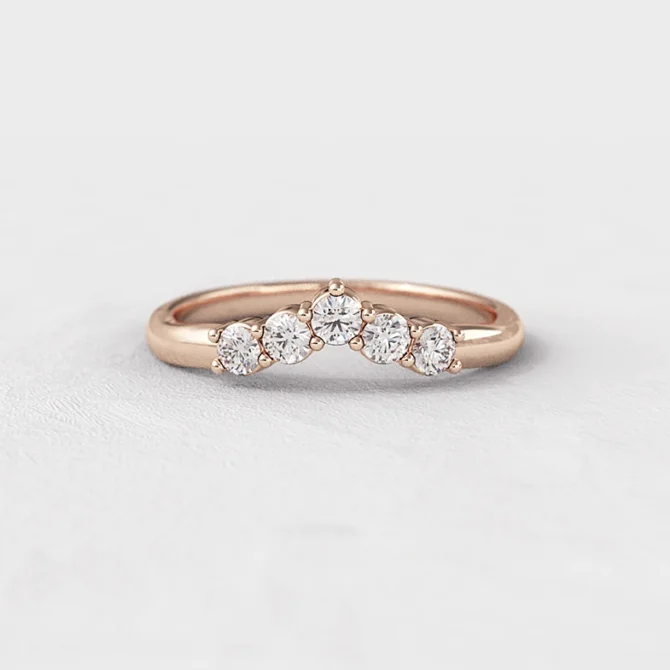 V shape 5 stone wedding ring in rose gold sb5652-2