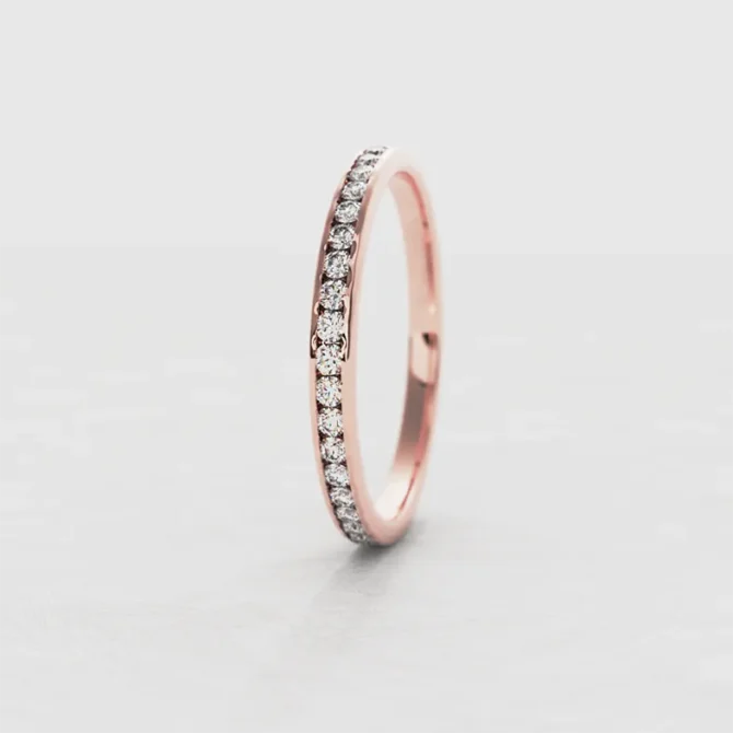 2mm rose gold channel set diamond eternity ring made in Ireland