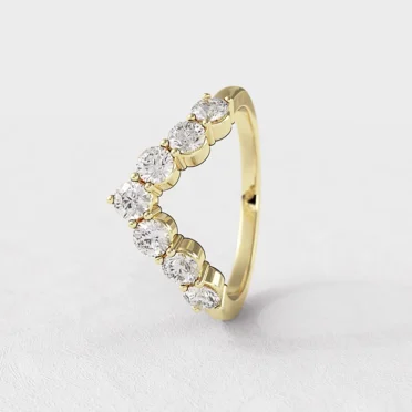 7 stone V shape diamond eternity ring yellow gold sb2215