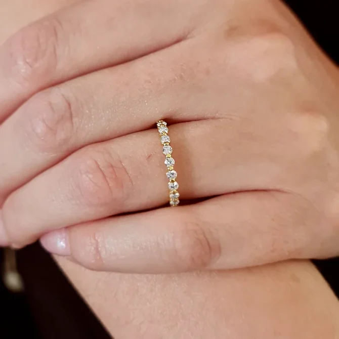 Ladies Diamond Eternity Ring in yellow gold and hand made in Ireland sb5698