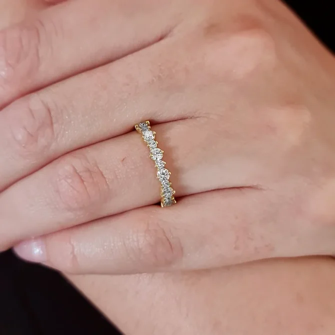 diamond ring in yellow gold made in Dublin on hand - sb3700