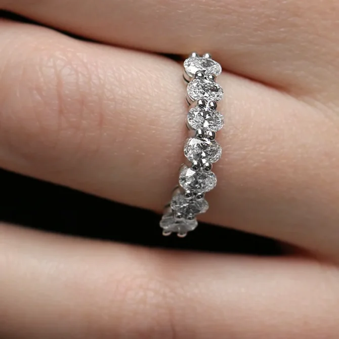 1.05ct Oval Cut 7 Stone Diamond Ring ET7004-1.05 on hand