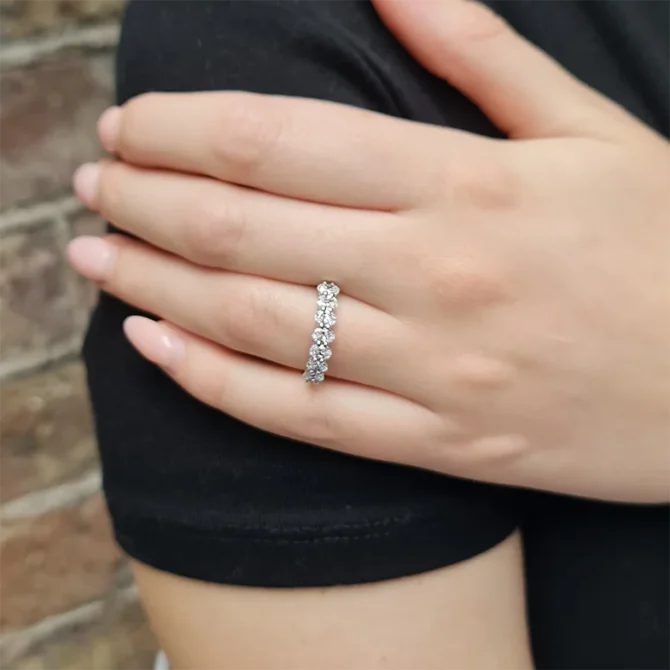 1.05ct Oval Cut 7 Stone Diamond Ring ET7004-1.05 on hand image 2