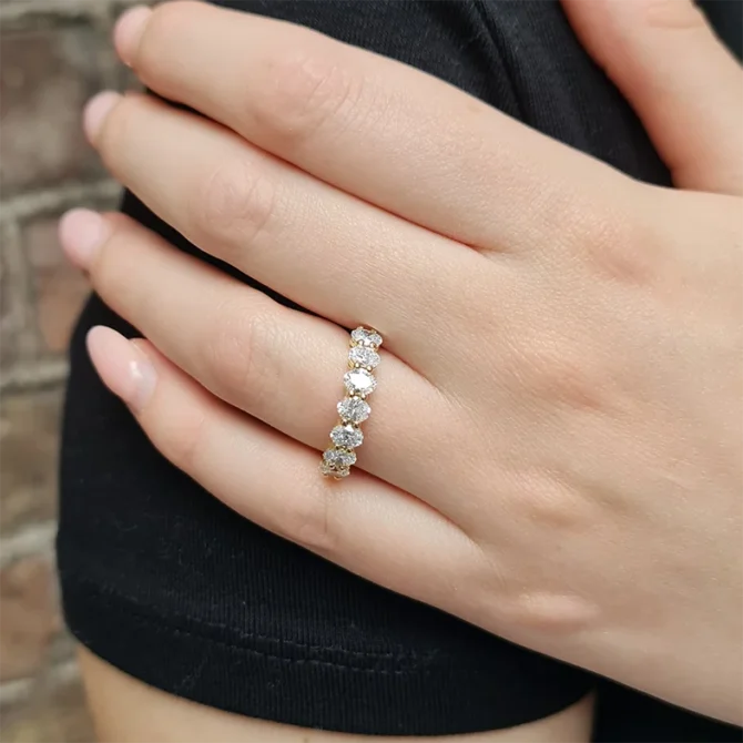 7 stone diamond ring hand made in Dublin - on hand ET7004-1.54