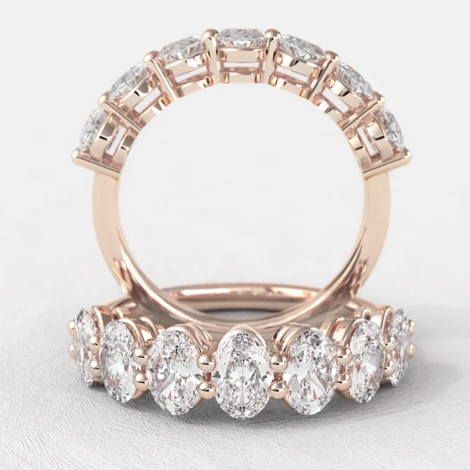 seven stone diamond oval ring in 18k rose gold ET7004