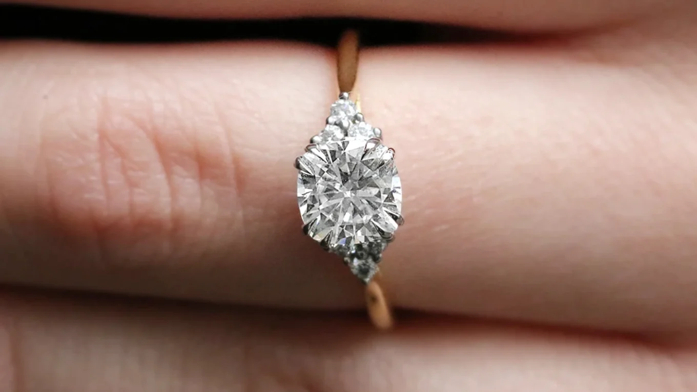 1.65ct Side Stone Cushion Cut Engagement Ring PR1078 on hand