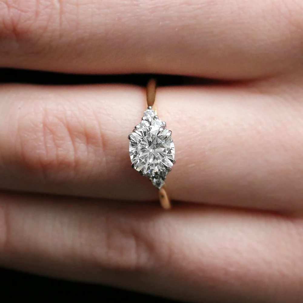 1.65ct Side Stone Cushion Cut Engagement Ring PR1078 on hand