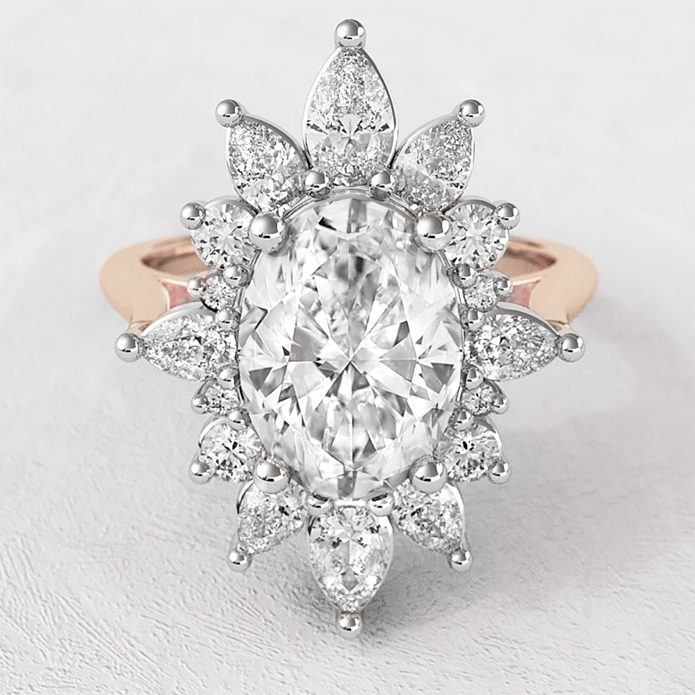 Oval Cut Halo Engagement Ring VR1095 Bespoke Diamonds