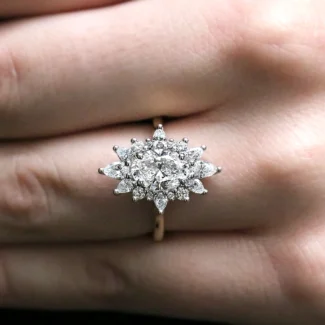 Oval Cut Halo Engagement Ring VR1095 on hand