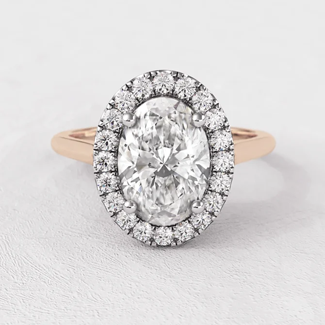 Oval Cut Halo Engagement Ring VR1101 in rose gold