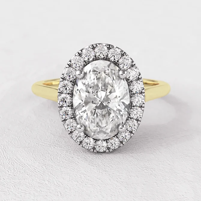 Oval Cut Halo Engagement Ring VR1101 in yellow gold