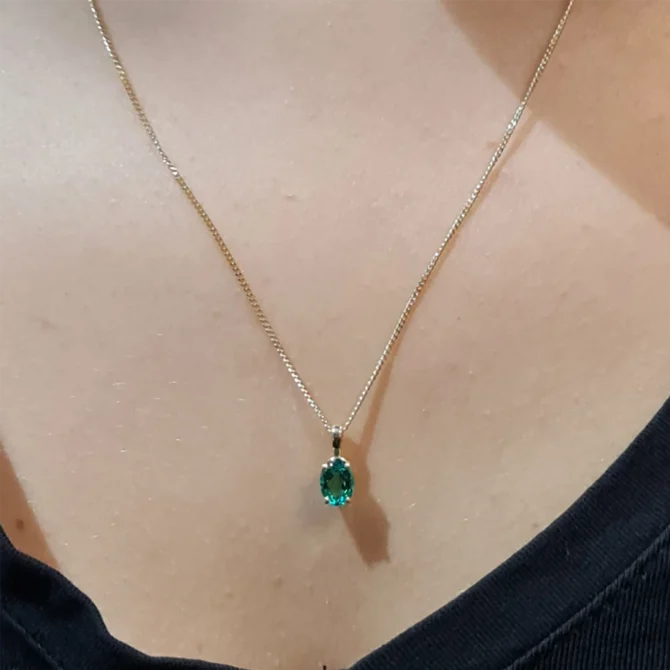 0.70 Carat Lab Grown Emerald Oval Shape Pendant BPN061-1