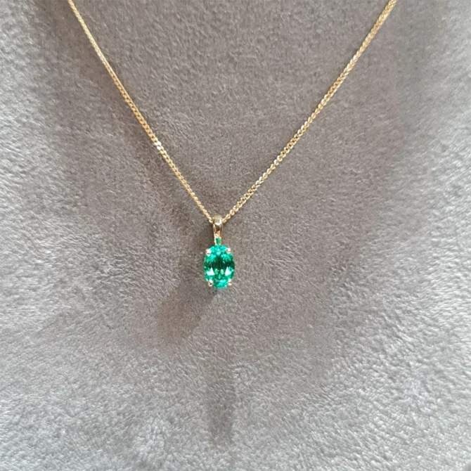 0.70 Carat Lab Grown Emerald Oval Shape Pendant BPN061-3