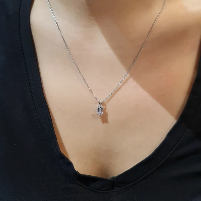 1.0ct Emerald Cut Lab Grown Diamond Pendant BPN1003-1