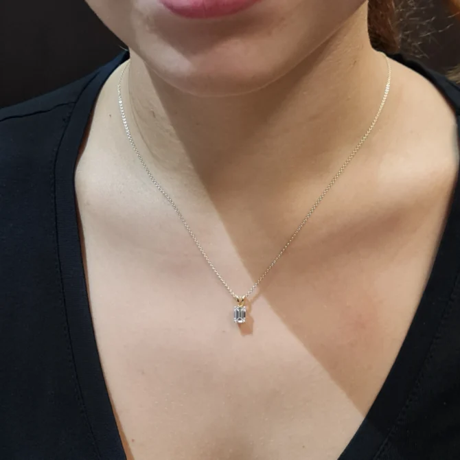 1.0ct Emerald Cut Lab Grown Diamond Pendant BPN2004-2