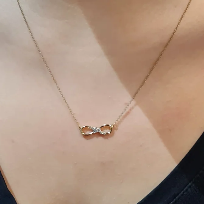 14k Yellow Gold Lab Grown Diamond Infinity Loop 18 Inch Pendant BPN062-2