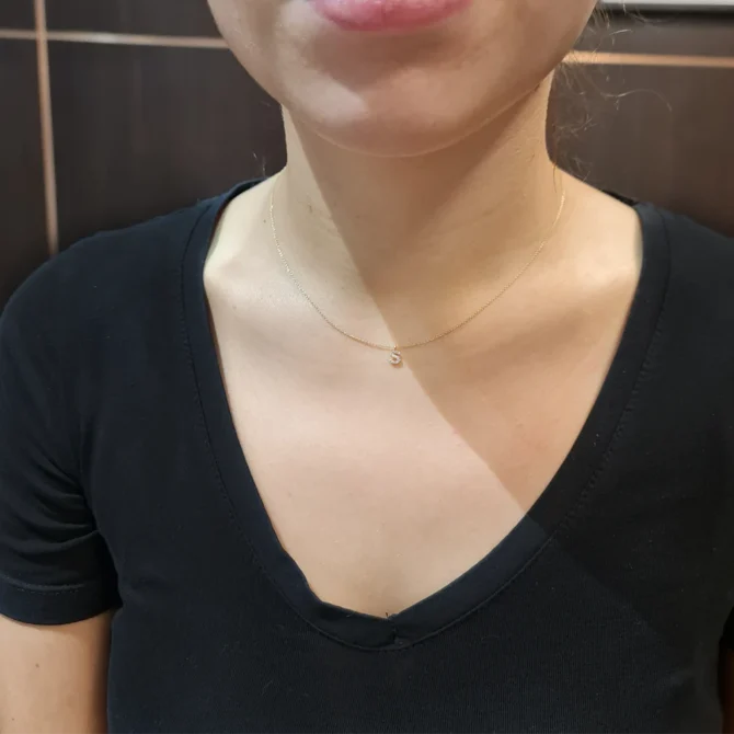 BPN067 -18k Yellow Gold Natural Diamond Letter Pendant-1