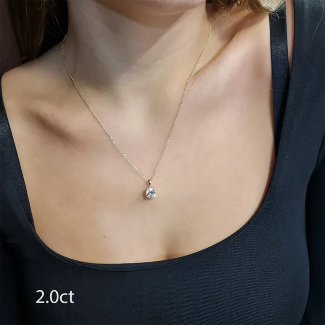 Classic 18k Yellow Gold Lab Grown Diamond Pendant BPN1001 -2.0ct - Dublin Ireland
