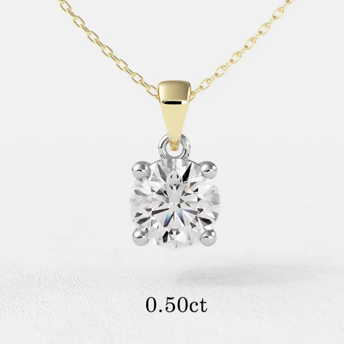 Diamond pendant with lab grown diamond BPN1001-5mm - yellow gold - 0.50 carat Bespoke Diamonds
