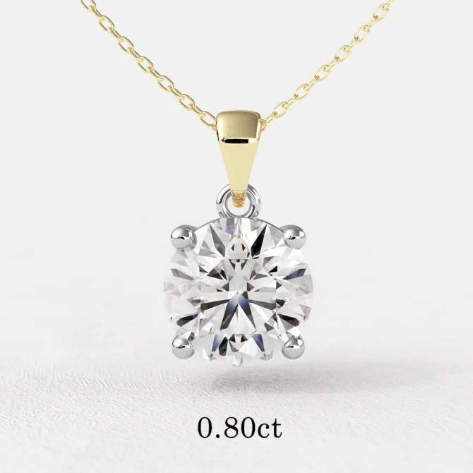 Diamond pendant with lab grown diamond BPN1001-6mm - yellow gold - 0.8 carat - Bespoke Diamonds