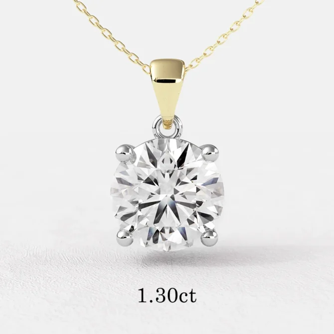 Diamond pendant with lab grown diamond BPN1001-7.0mm - yellow gold - 1.2 carat - Bespoke Diamonds
