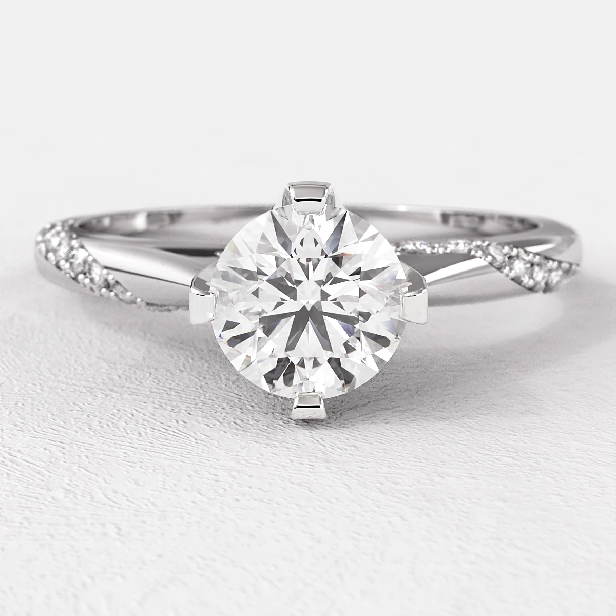 Unusual Round Side Stone Ring PR1024 Bespoke Diamonds