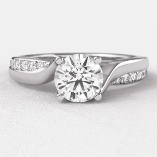 0.61ct Twisted Side Stone Engagement Ring White gold PR1008