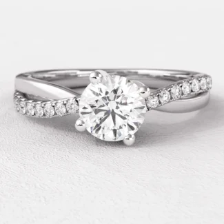 0.66ct Round Cut Twist Side Stone Ring PR1029 White Gold