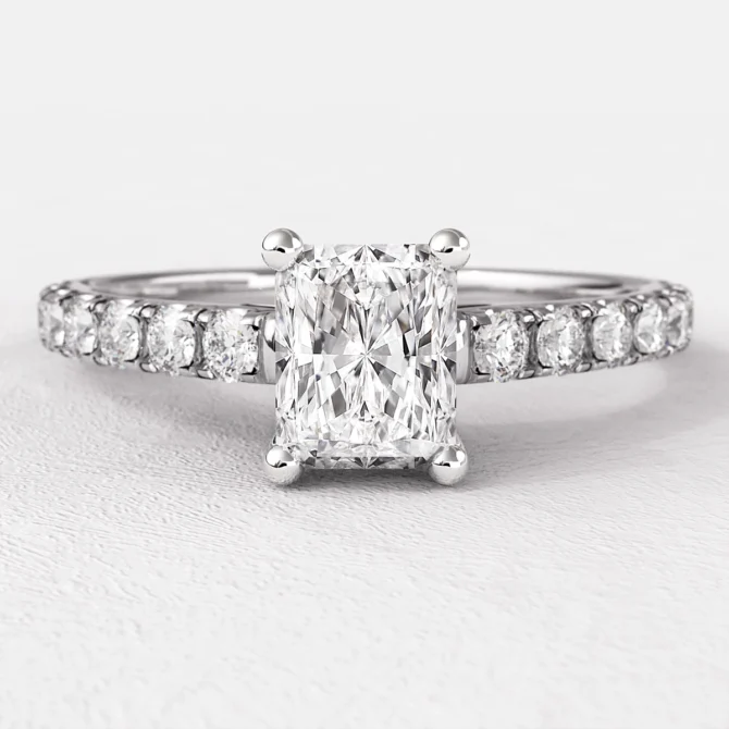 0.75ct Radiant Cut Diamond Engagement Ring PR1077 White Gold