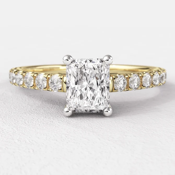 0.75ct Radiant Cut Diamond Engagement Ring PR1077 Yellow Gold