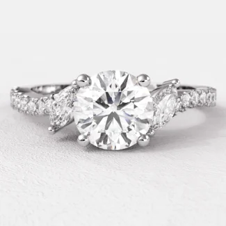 0.84ct Leaf Style Side Stone Engagement Ring PR1055 White Gold