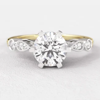 0.92ct Vintage Style Side Stone Engagement Ring PR1075 Yellow Gold