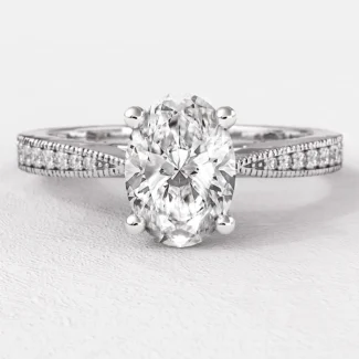 0.95ct Oval Cut Side Stone Diamond Engagement Ring PR1051 White Gold