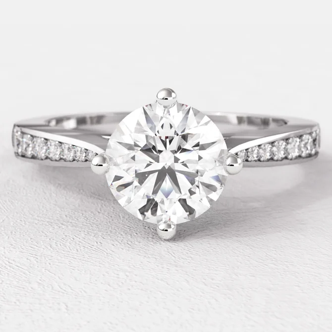 0.95ct Pave Compass Set Side Stone Engagement Ring PR1023 White Gold