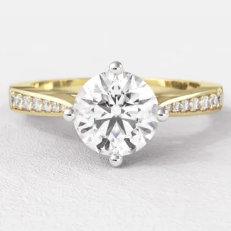 0.95ct Pave Compass Set Side Stone Engagement Ring PR1023 Yellow Gold