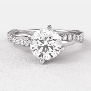 0.95ct Round Cut Side Stone Diamond Ring PR1056 White Gold