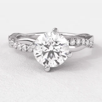 0.95ct Round Cut Side Stone Diamond Ring PR1056 White Gold