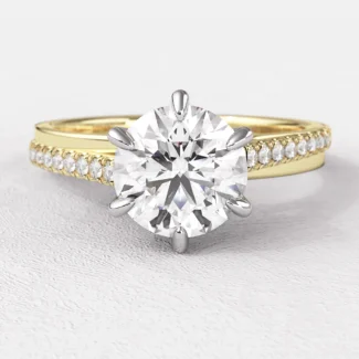 0.95ct Unusual Claw Set Side Stone Ring PR1021 Yellow Gold