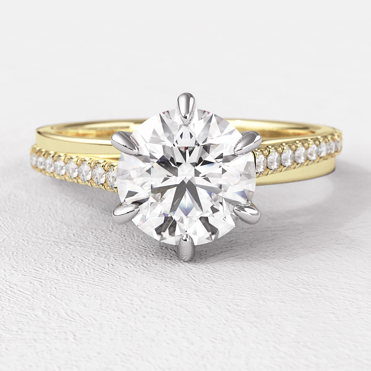 Unusual Claw Set Side Stone Ring PR1021 Bespoke Diamonds