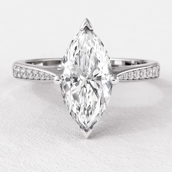 1.00ct Marquise Cut Side Stone Engagement Ring PR1083 White Gold