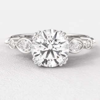 1.00ct Round Cut Side Stone Ring PR1040 White Gold