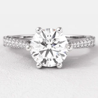 1.05ct Round Cut Side Stone Ring PR1073 White Gold