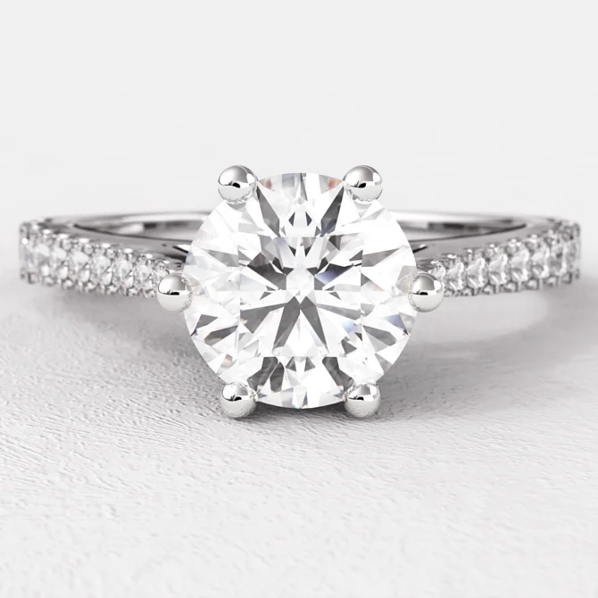 1.05ct Round Cut Side Stone Ring PR1073 White Gold