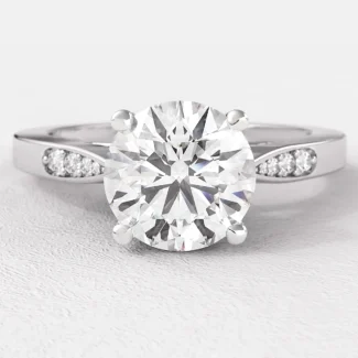 1.10ct Round Cut Side Stone White Gold Engagement Ring PR1011