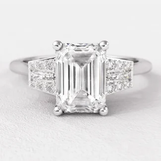 1.15ct Emerald Cut Side Stone Diamond Engagement Ring PR1069 White Gold